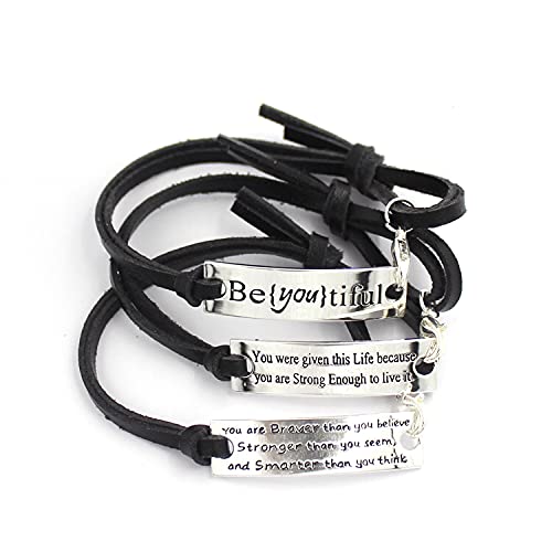3PCS Inspirational Leather Bracelets for Women - Motivational Jewelry Set for Girls - Perfect for Gifts, Daily Wear & Special Occasions