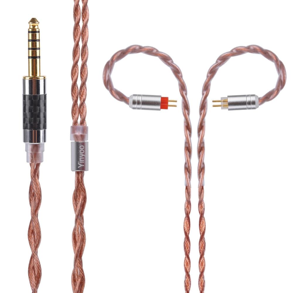 Yinyoo 4 Core Alloy Pure Copper Cable for MMCX/2pin Headphones - 2.5mm/3.5mm/4.4mm Balanced Audio Upgrade - Perfect for Audiophiles & Studio Monitoring