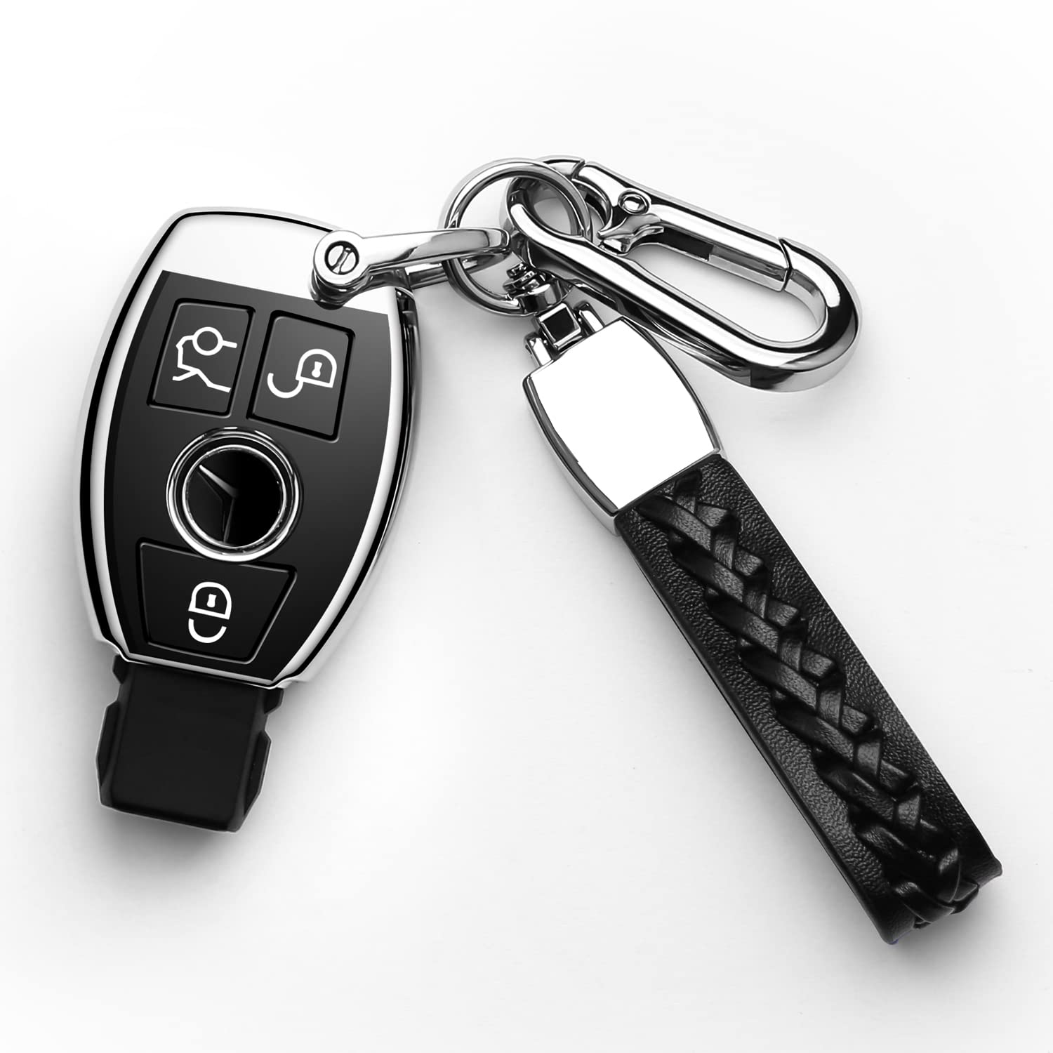 Premium Soft TPU Key Fob Cover Compatible with Mercedes Benz C/E/G/S/M/GL/CLS/CLK/G Class - Black | Durable Keyless Smart Key Protector | Perfect for Everyday Use, Travel & Car Enthusiasts