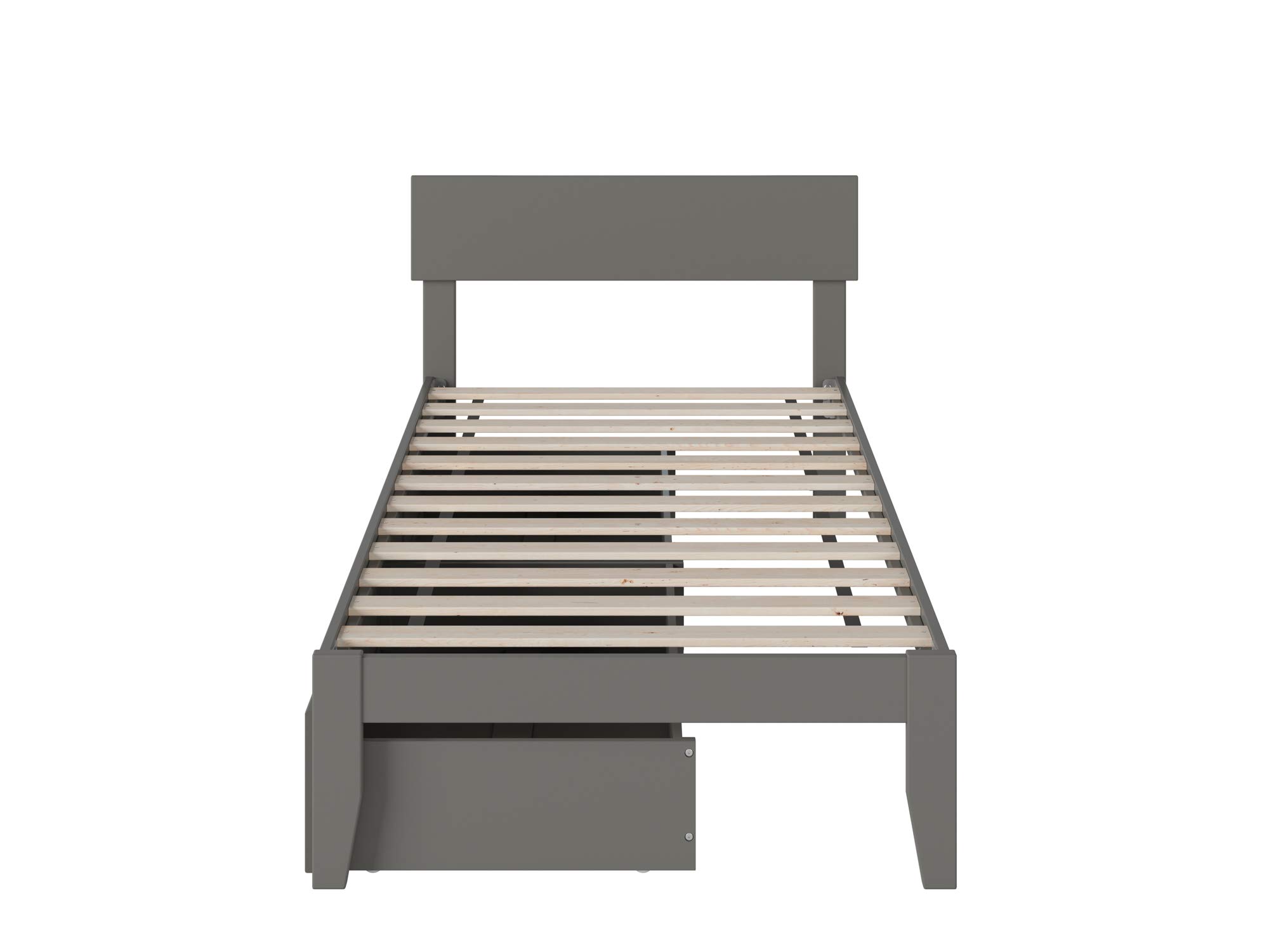 AFI Boston Twin Size Bed Frame with Underbed Storage Drawers, Gray - Perfect for Small Spaces, Kids Rooms & Guest Bedrooms