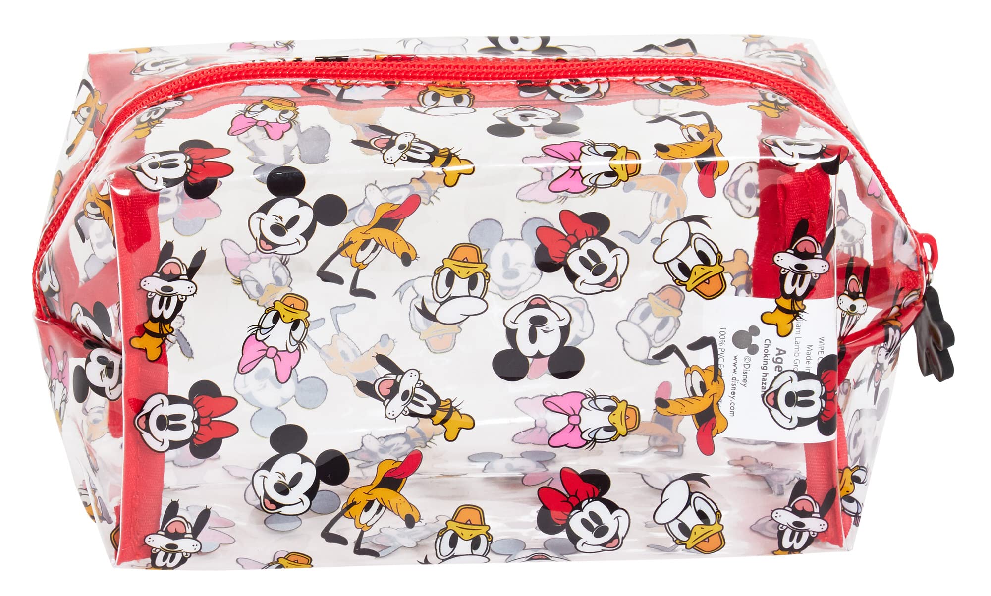 Disney Mickey Mouse & Minnie Mouse Transparent Makeup Bag - Cute Clear Cosmetic Pouch for Girls & Women - Perfect for School, Travel, and Organizing Pencils & Beauty Essentials