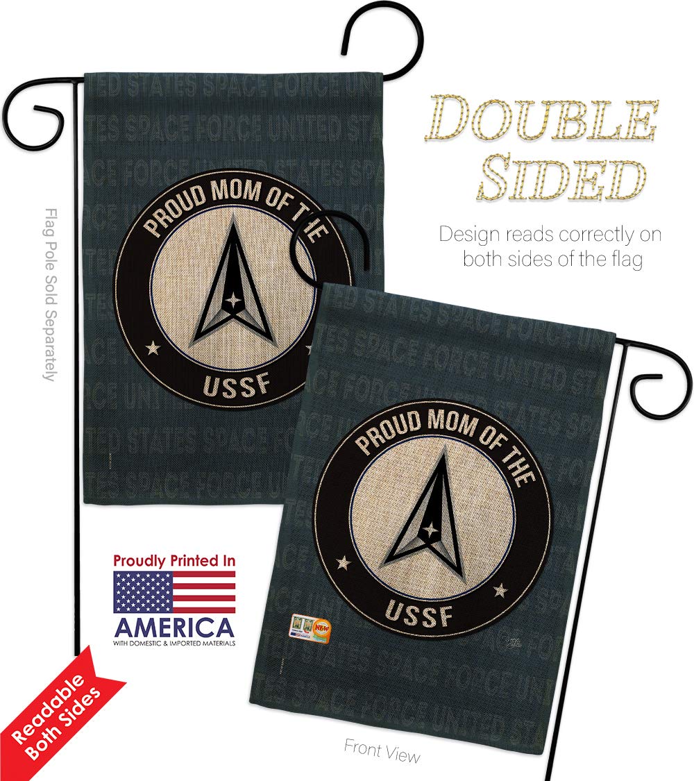 Proud Mom USSF Burlap Garden Flag - Military Yard Decor for Armed Forces Support