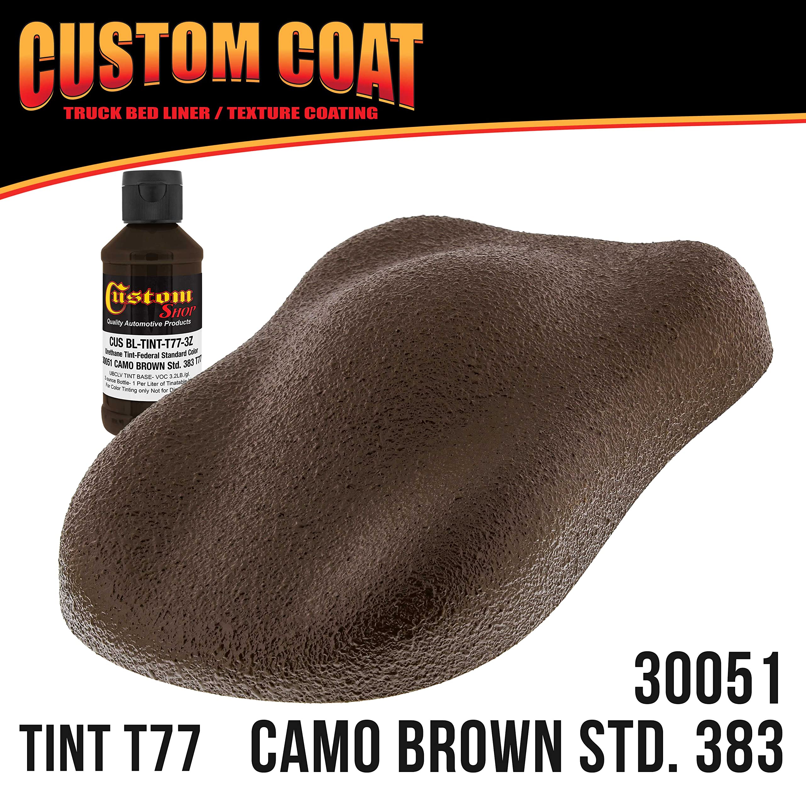 Federal Standard #30051 Camo Brown T77 Urethane Truck Bed Liner Kit - 1 Gallon Roll-On, Brush-On or Spray-On Protective Coating with Roller Applicator | Durable Textured Finish for Pickup Trucks, Trailers & Off-Road Vehicles