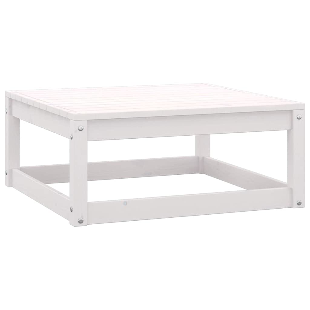 2-Piece White Solid Wood Pine Patio Footstools with Cushions - Outdoor Lounge Chairs Accessories for Garden, Deck, and Poolside Relaxation