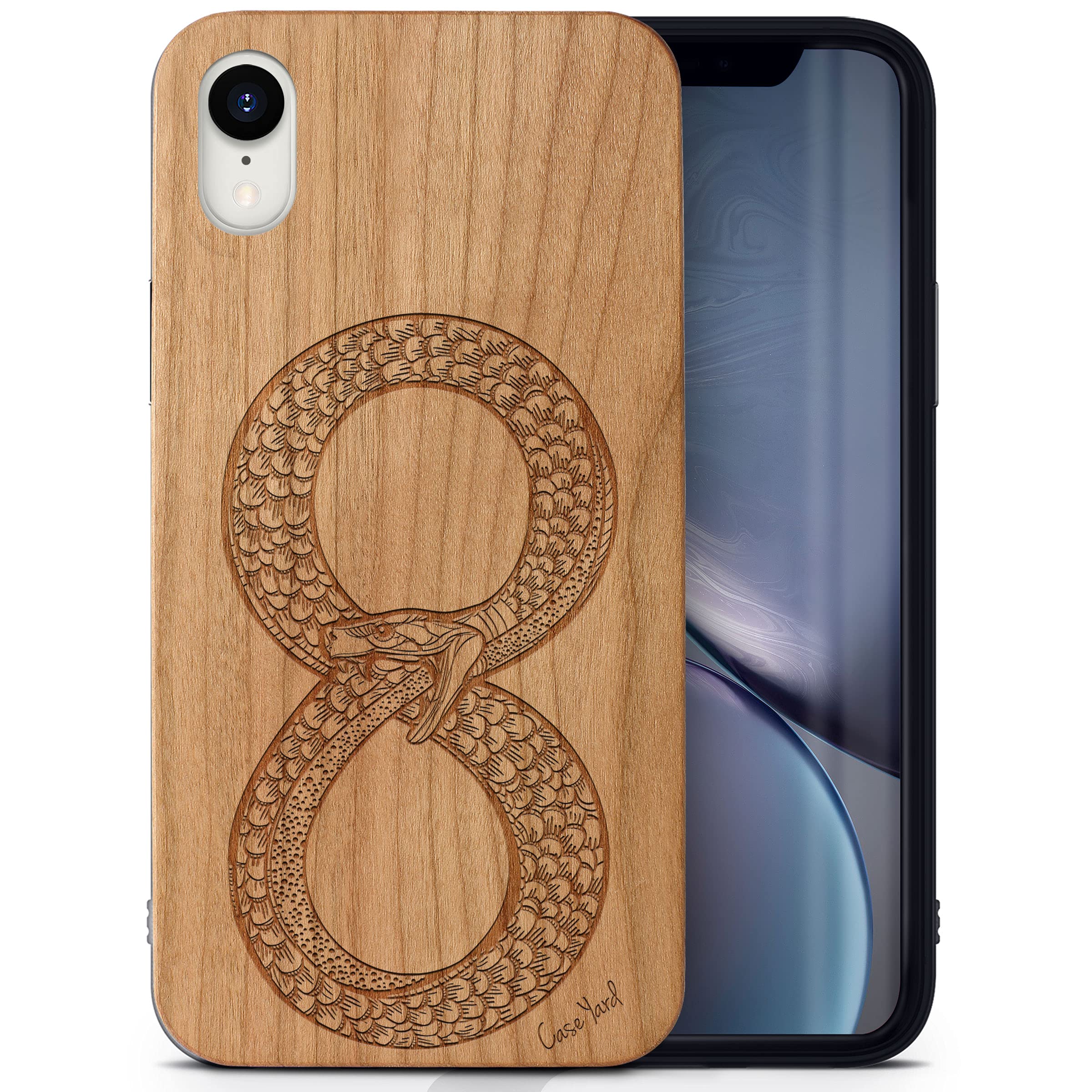Premium Cherry Wood iPhone XR Case - Laser Engraved Eternal Life Design | Slim Fit Shockproof Protective Cover for Men & Women | Perfect for Outdoor Adventures & Daily Use