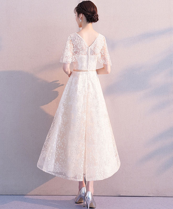 Elegant Beige Tulle Lace Prom Dress & Bridesmaid Gown - Perfect for Formal Dances, Weddings & Special Occasions