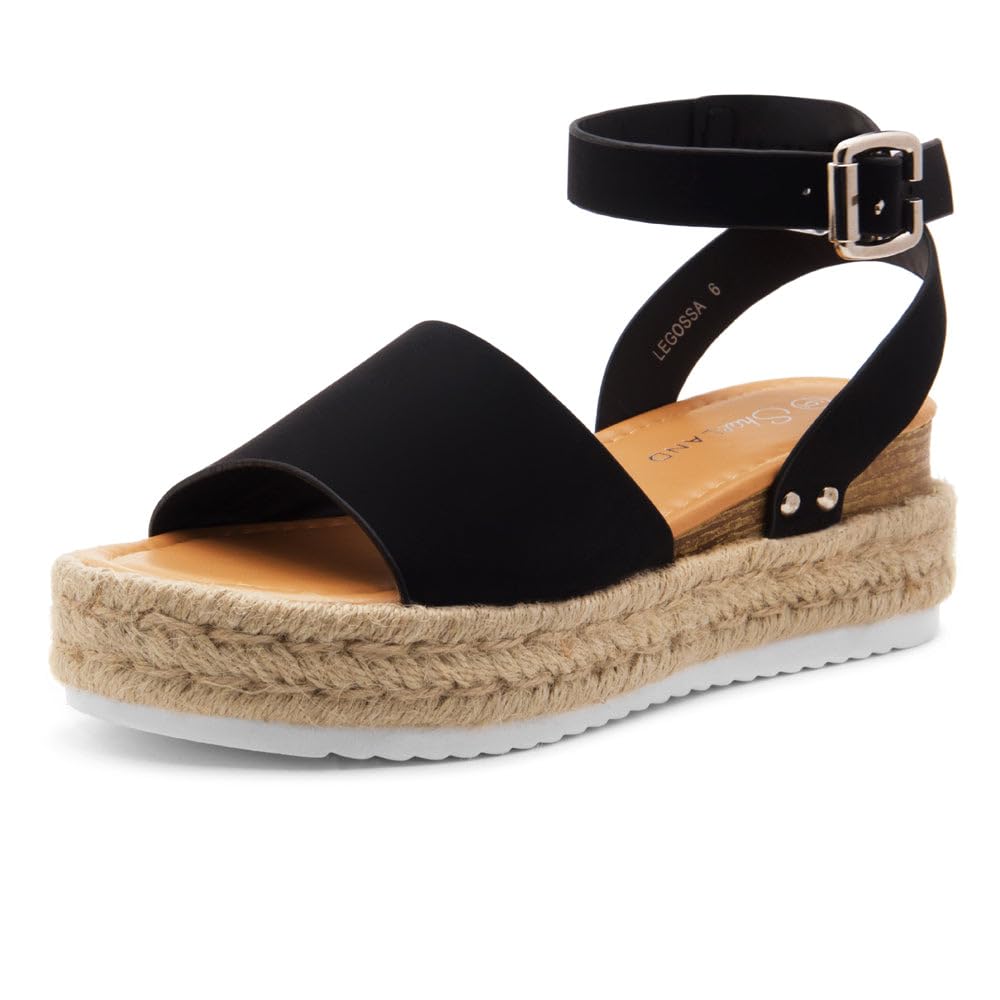 Legossa Women's Platform Sandals with Ankle Strap - Comfortable Open Toe Espadrille Wedge Sandals for Summer | Casual Flatform Shoes in Black, White & Tan | Perfect for Beach, Vacation & Everyday Wear