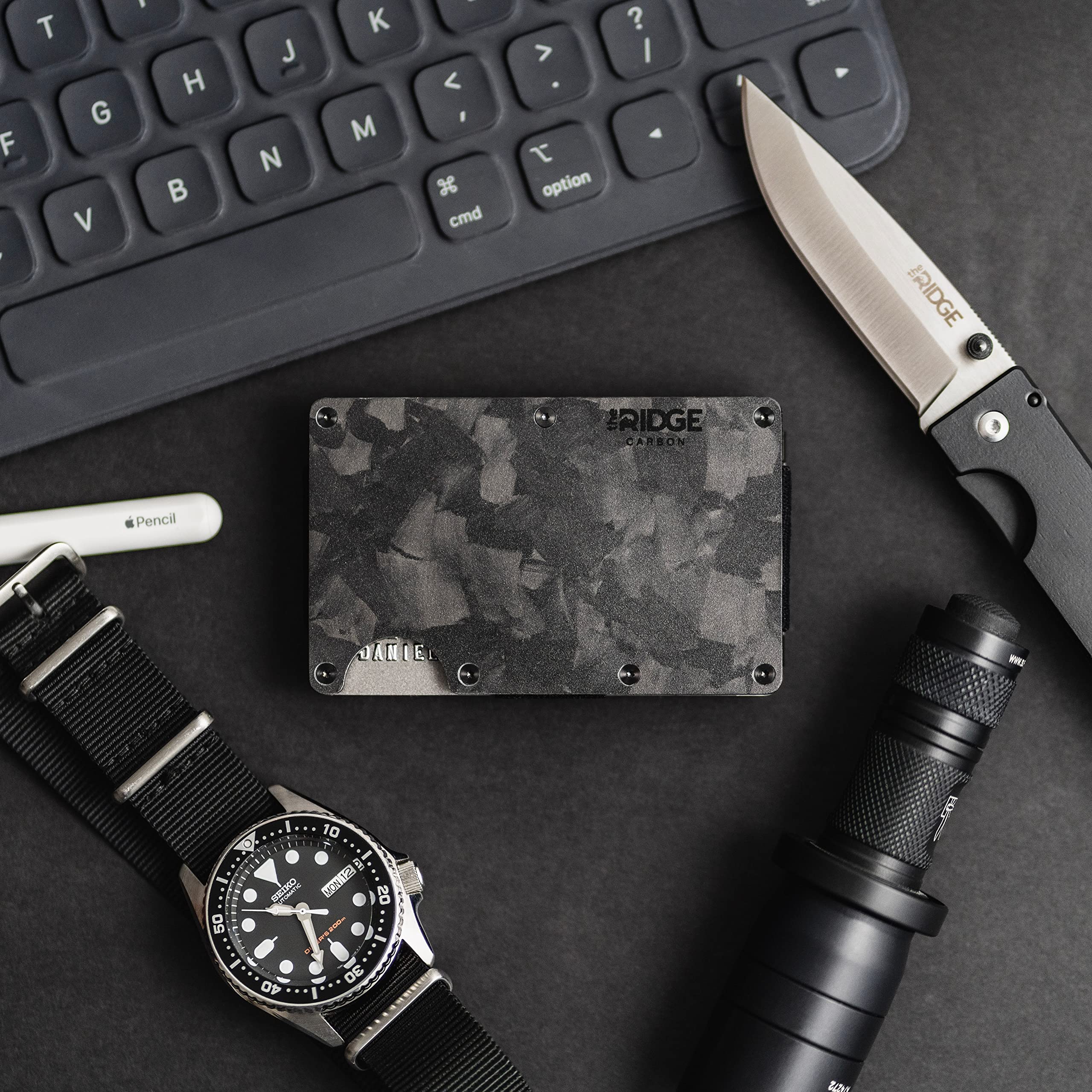 Ridge Forged Carbon Slim Minimalist RFID Wallet for Men - Front Pocket Card Holder & Money Clip | Perfect for Travel, Everyday Carry, and Secure Contactless Payments