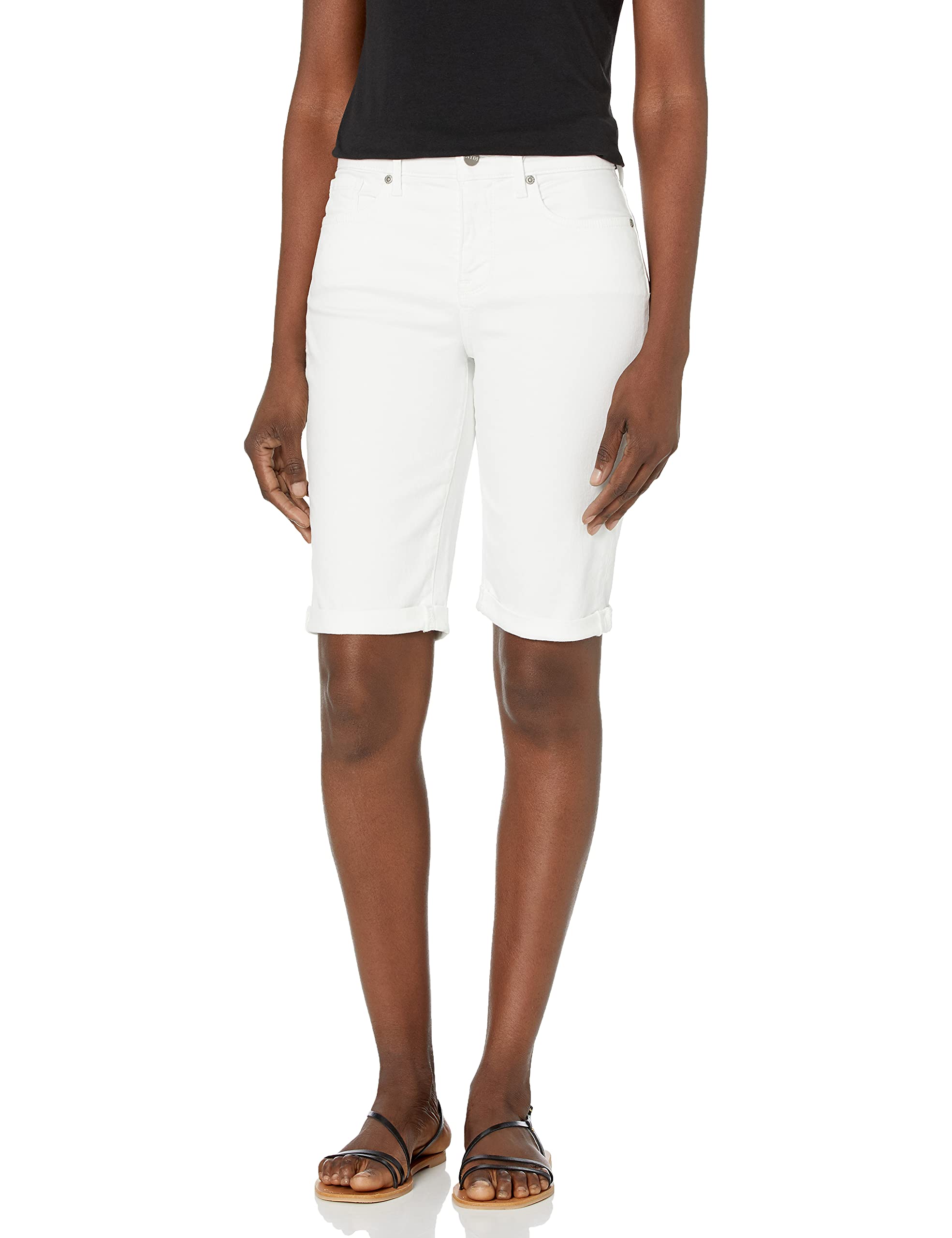 NYDJ Women's Briella Roll Cuff Jean Slimming Denim Shorts - High Waisted Stretch Long Shorts for Women, Perfect for Summer Outfits & Casual Wear
