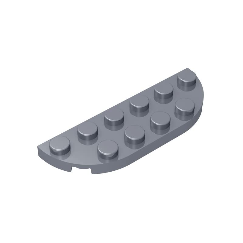 Gobricks GDS-899 2x6 Round Corner Plate - 20pcs Silver Building Blocks Compatible with Lego 18980 & Major Brick Brands | DIY Technical Parts for Model Building, Architecture & STEM Projects