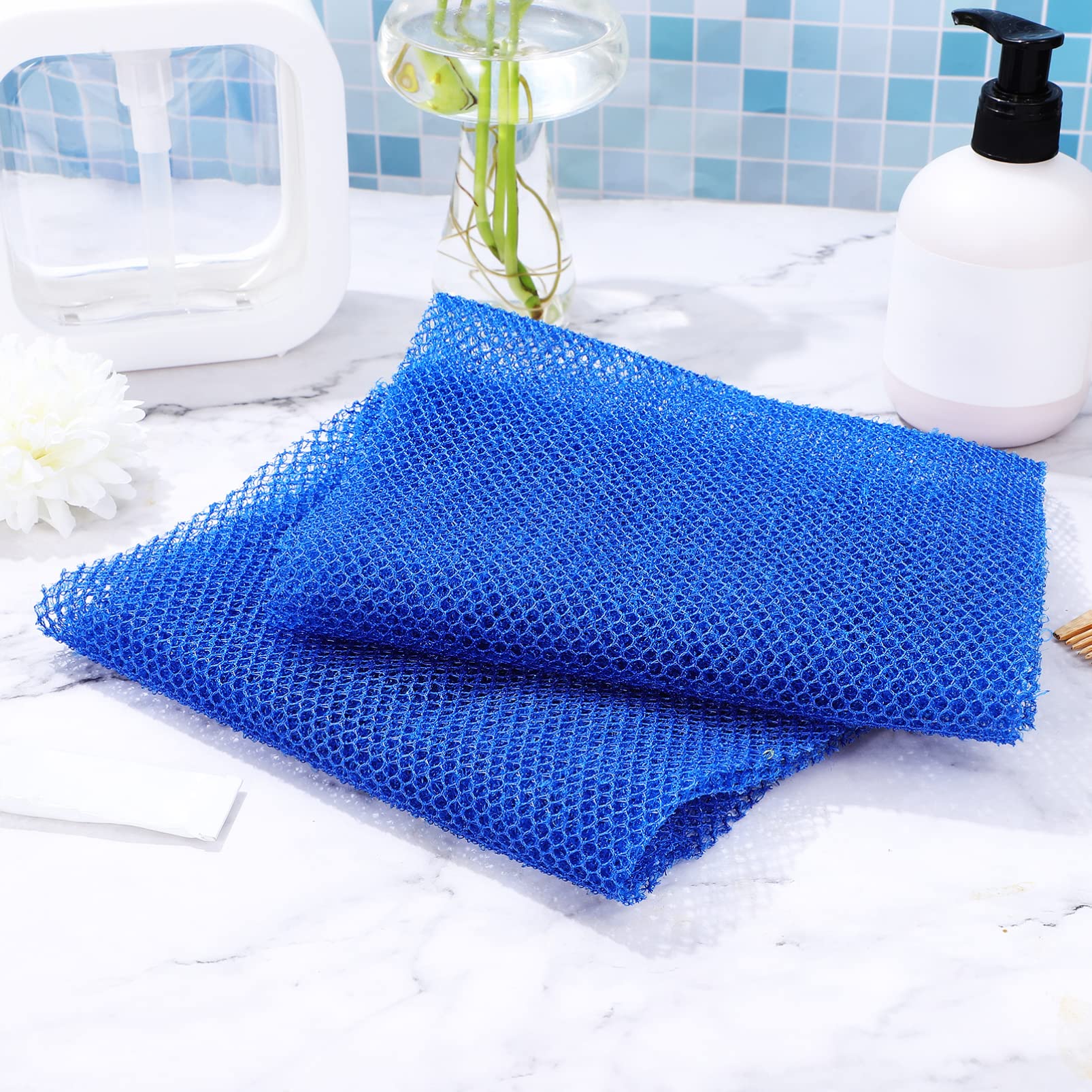 FOMIYES 4-Pack Exfoliating Body Scrubber - Long Bath Towel & Shower Scrubber for Deep Cleansing, African Shower Net with Nylon Loofah for Men & Women - Perfect for Spa, Daily Shower & Skin Care Routine