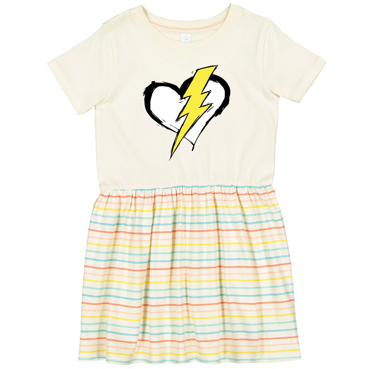 Inktastic Lightning Bolt Heart Toddler Dress - Cute Graphic Print Casual Outfit for Girls, Perfect for Playdates, Birthday Parties & Everyday Wear