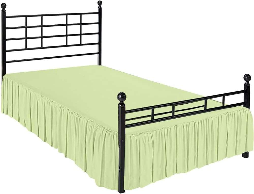 Elegant Ruffled Bed Skirt with Split Corners - 100% Soft Microfiber, Wrinkle-Free & Sheen Finish - 24 Inch Drop Gathered Dust Ruffle for Queen/King Beds - Perfect for Guest Rooms, Master Bedrooms & Luxury Hotel Decor