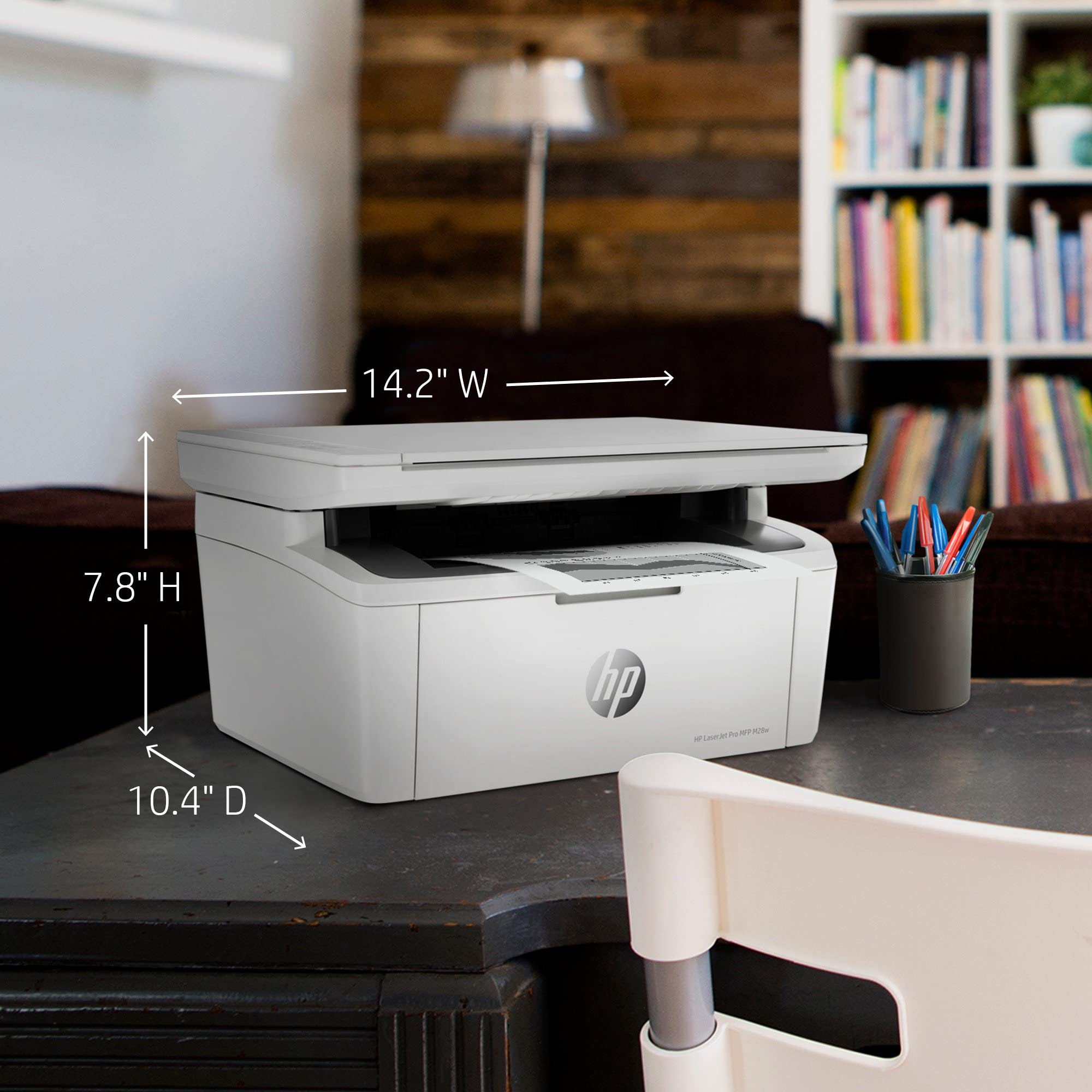 HP LaserJet Pro M28W Wireless All-in-One Monochrome Laser Printer with Ethernet | Fast Printing up to 18/19 ppm | Print, Scan, Copy Functions | Auto-On/Off | White | Ideal for Home Office & Small Business Use