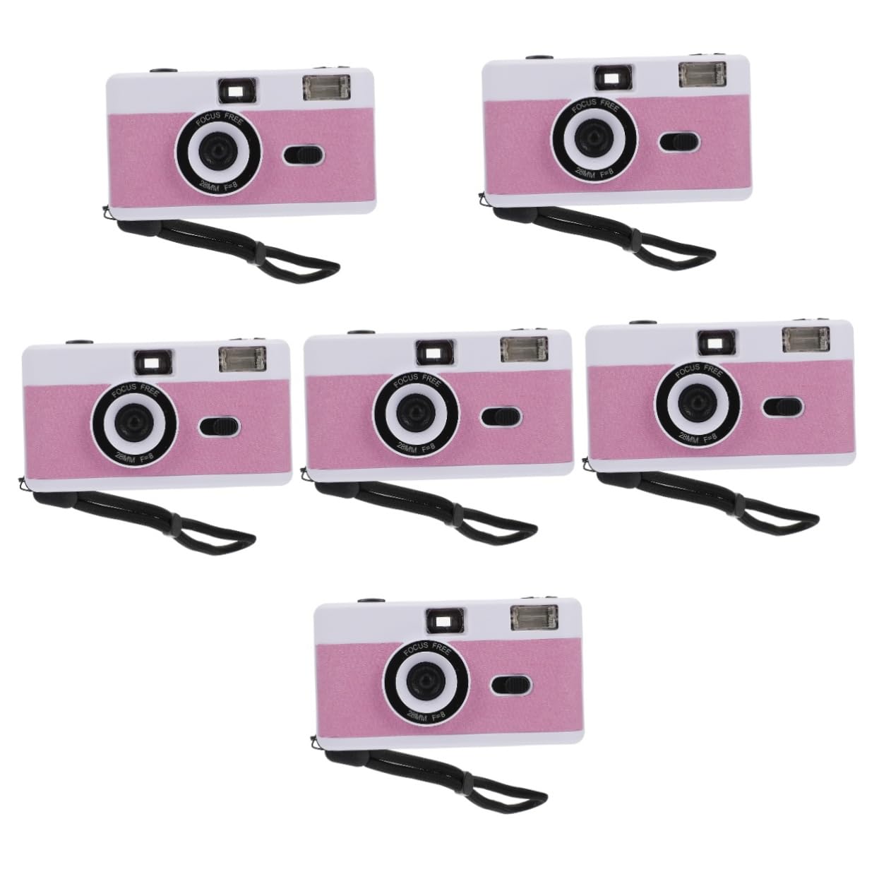 Gatuida 6 Pack Retro Plastic Film Cameras - Mini Reusable ABS Vintage Camera with Built-in Flash, White Macaron Design - Perfect for Travel, Parties & Creative Photography