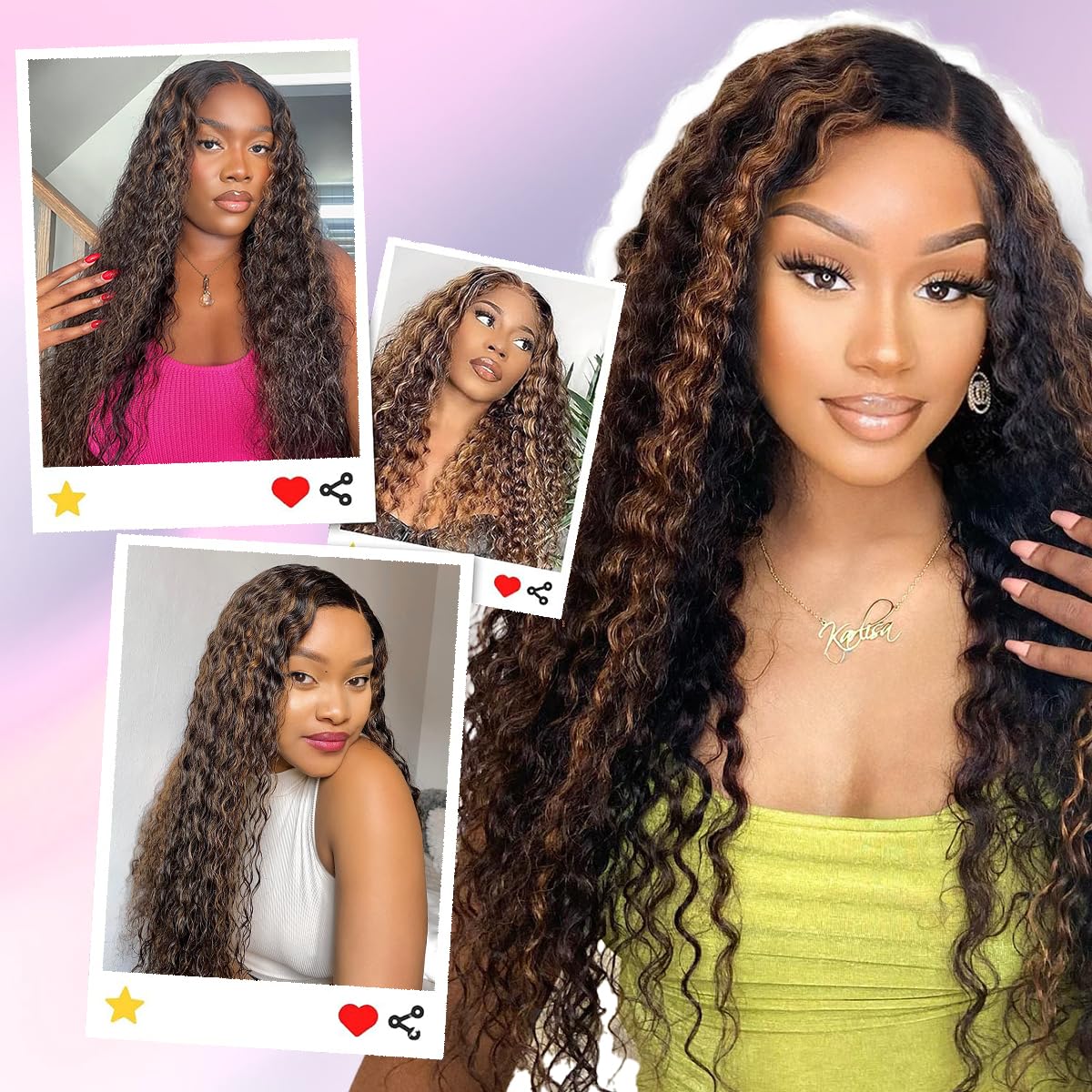 Glueless Ombre Human Hair Wigs 20 Inch - Pre Plucked Lace Front Wig 1B/30 Highlight 180% Density 5x5 Curly Brown - Perfect for Daily Wear, Parties & Special Occasions
