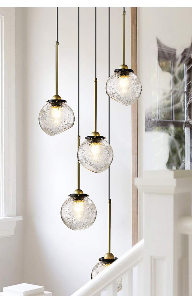 Modern Plug-in Hanging Swag Lamp - No Wiring Needed, Dimmable Pendant Light with 15ft Cord & UL On/Off Dimmer Switch, Raised Grain Globe Glass (Bulbs Not Included) - Perfect for Kitchen, Dining Room, Bedroom or Living Room Lighting Decor