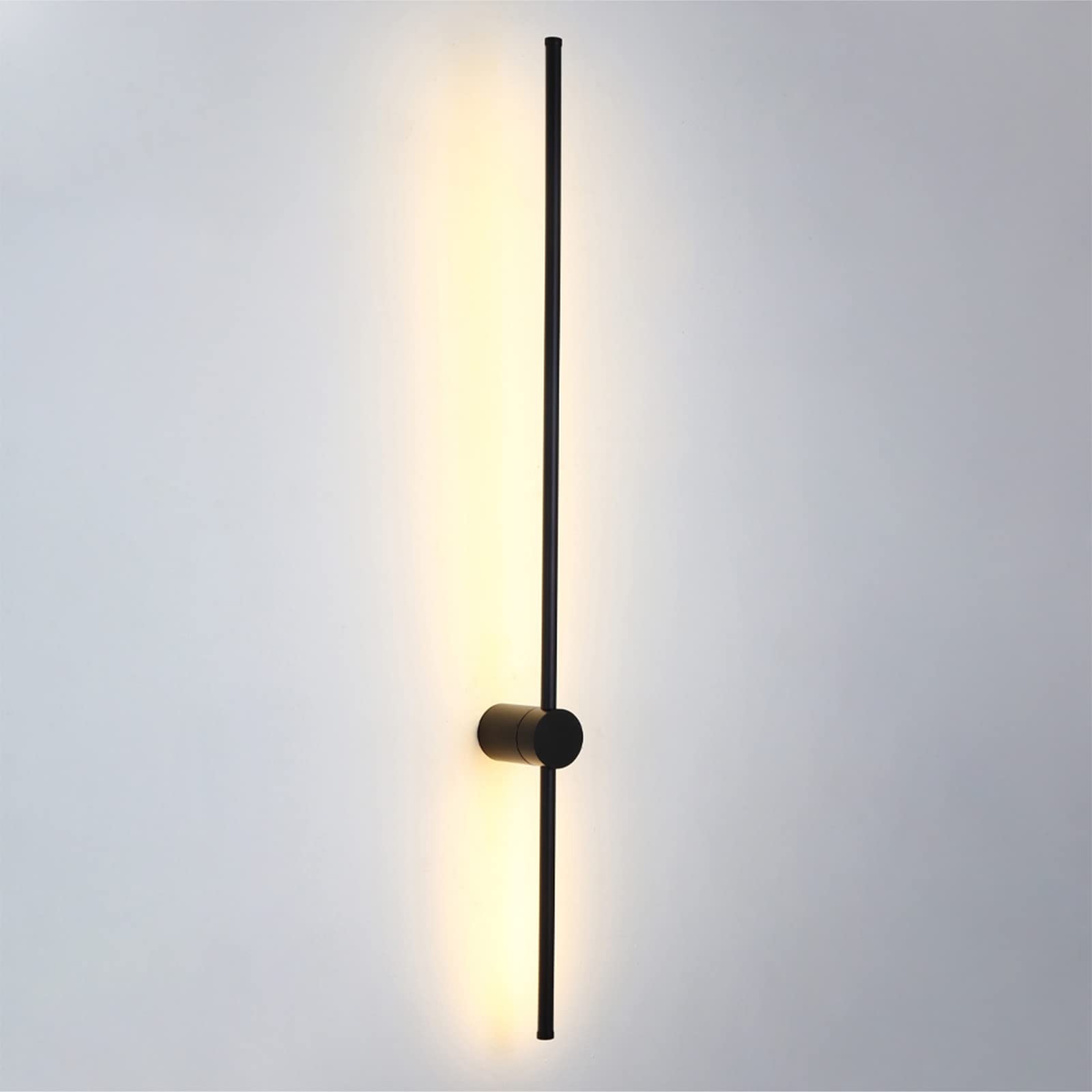 Rotatable Linear LED Wall Sconce - 80cm 12W Modern Black Acrylic Strip Light with Stepless Dimming for Living Room, Bedroom & Accent Wall Lighting | Perfect for Ambient, Task and Decorative Illumination