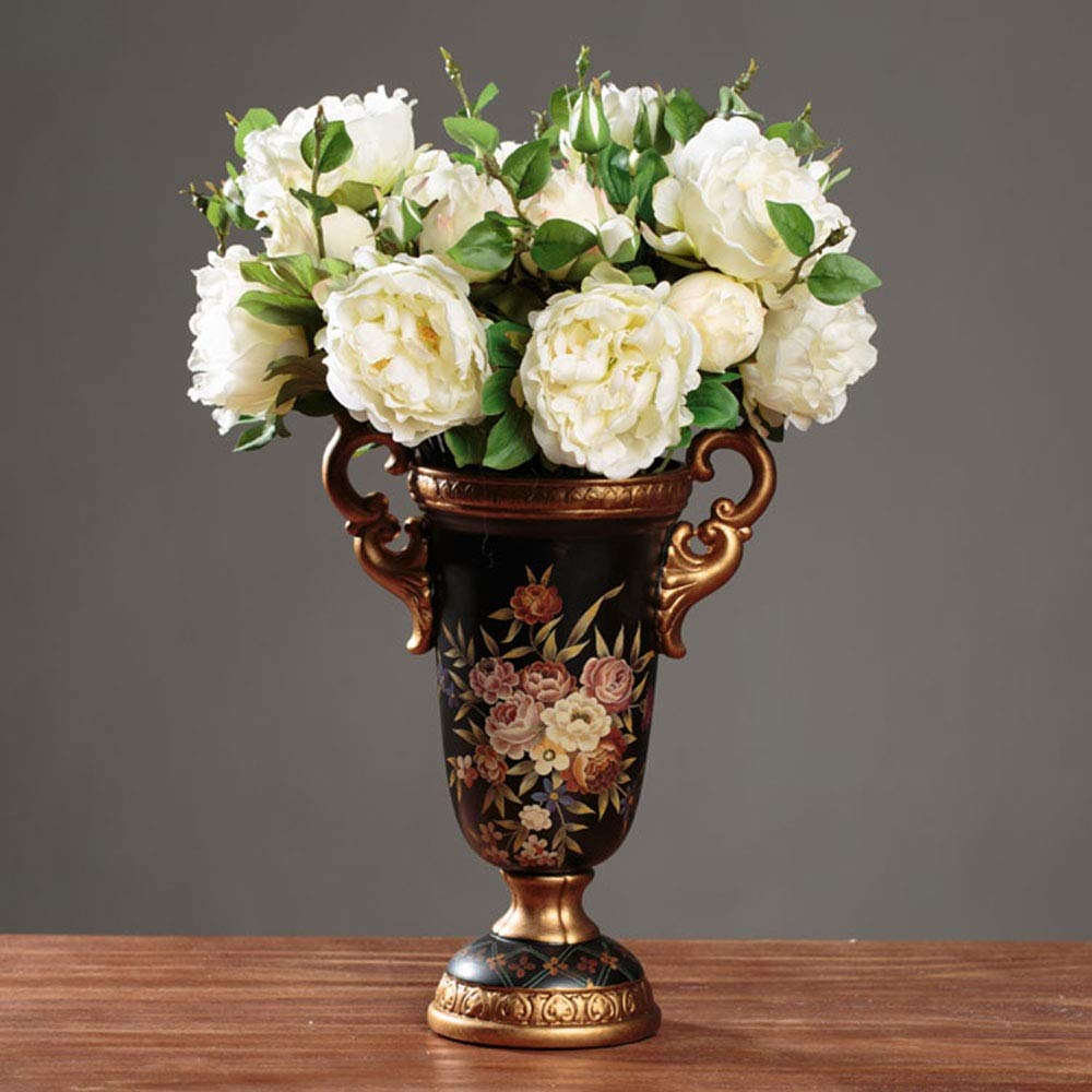 Hand-Painted Tall European-Style Ceramic Flower Vase - 34×26cm Large Decorative Vase for Wedding Gifts, Home & Office Decor - Perfect for Living Room Centerpieces, Dining Table, Bedroom & Hotel Decorations