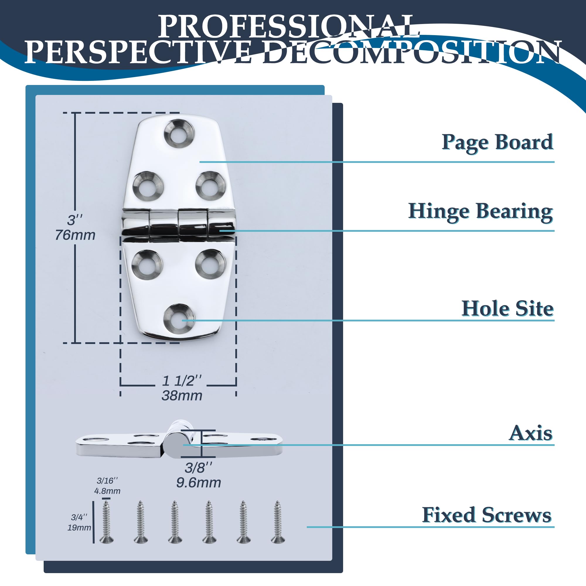 SHENGHUISS 316 Stainless Steel Marine Boat Hinges - Heavy Duty Casting Hatch Hinge (3/4 Inch) 2/4 Pack with Screws - Corrosion Resistant for Boat, Yacht, RV, Cabinet, Door & Window - Perfect for Marine Environments & Outdoor Furniture