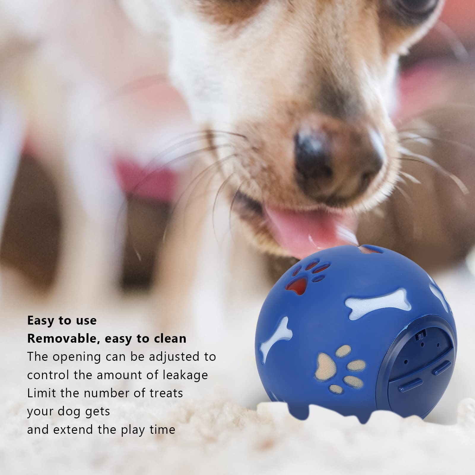 Interactive Slow Feeder Dog Ball - 4.3in Food Dispensing Toy for Small & Medium Dogs - Treat Dispenser & Leak-Proof Design - Fun Mealtime & Training Activity - Blue Pet Enrichment Toy for Boredom & Digestion Aid