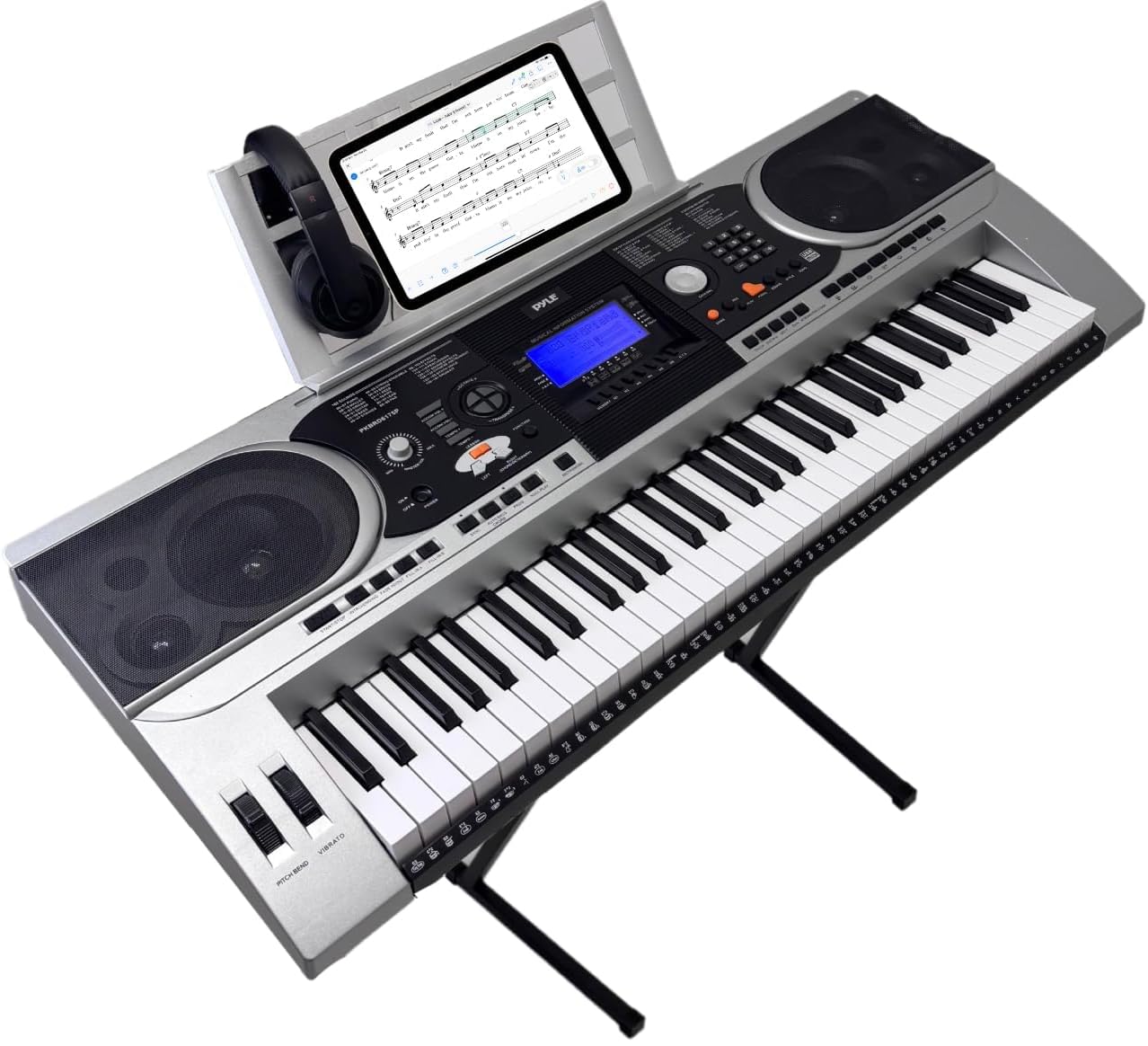 Pyle 61-Key Portable Electronic Piano Digital Keyboard with Built-in Speakers, 162 Sounds & 200 Music Styles - Includes Waterproof Bag, Sustain Pedal & Headset - Perfect for Home Practice, Travel & Live Performances