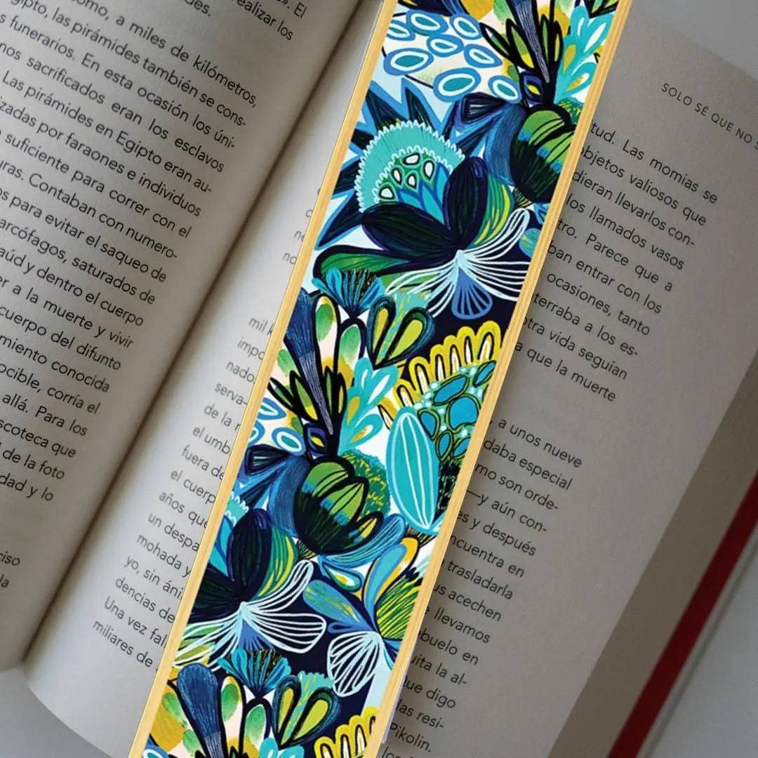 Handmade Azure Proteas Australian Wooden Bookmark - Unique Floral Design for Books, Journals & Gifts - Perfect for Book Lovers & Readers