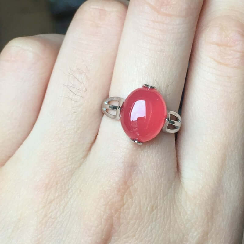 18K Pink Chalcedony Birthstone Ring for Women - Elegant Rose Gold Jewelry Gift for Mother's Day, Anniversary & Valentine's Day | Perfect for Everyday Wear & Special Occasions | FME R337