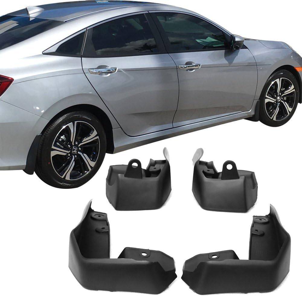 2016-2021 Honda Civic Sedan Mud Guards - 4-Piece Black PP Splash Flaps | Factory Style Fender Protection | Perfect for All-Weather Driving & Road Debris Protection