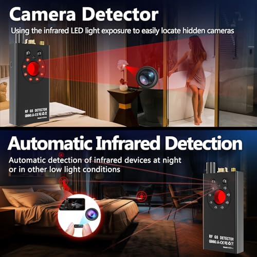 JMDHKK K19 Professional Hidden Camera Detector & Bug Sweeper - Wireless Signal, IR Detection, Magnetic Sensor for Privacy Protection - Ideal for Travel, Office, Hotel & Car Security