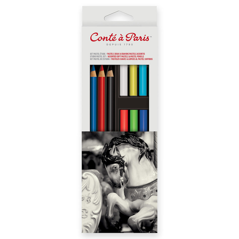 Conté à Paris Carre Artist Colored Pencils Set - 12 Vibrant Crayons & 3 Soft Pastel Pencils for Drawing, Sketching & Professional Art Projects - Perfect for Beginners & Advanced Artists