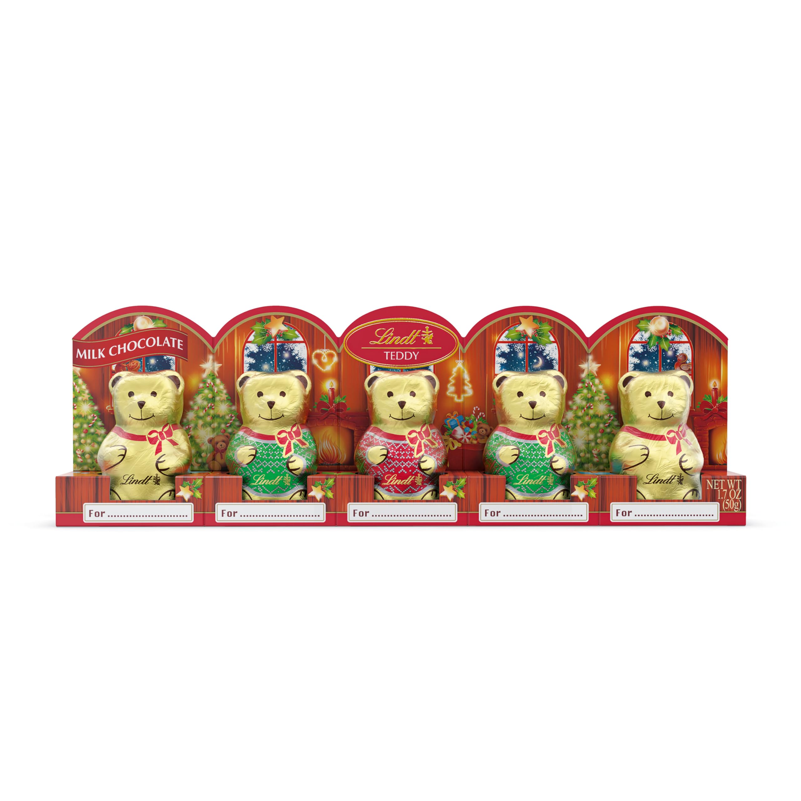 Lindt Mini TEDDY Bear Milk Chocolate Candy, 1.7 oz. 5-Pack - Delicious Swiss Chocolate for Gifts, Parties & Holiday Treats | Perfect for Easter Baskets, Stocking Stuffers & Office Snacks