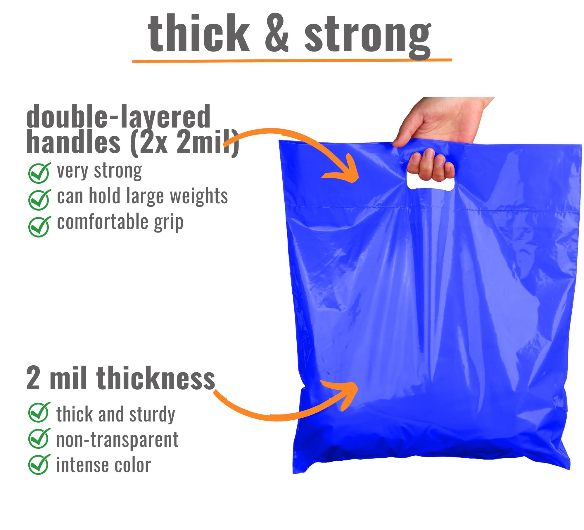 16x18 Extra Large Plastic Shopping Bags with Handles - Bulk Retail & Boutique Merchandise Bags for Small Business | Durable Plastic Bags for Retail Stores, Boutiques & Gift Packaging | Perfect for Clothing, Gifts & Shopping