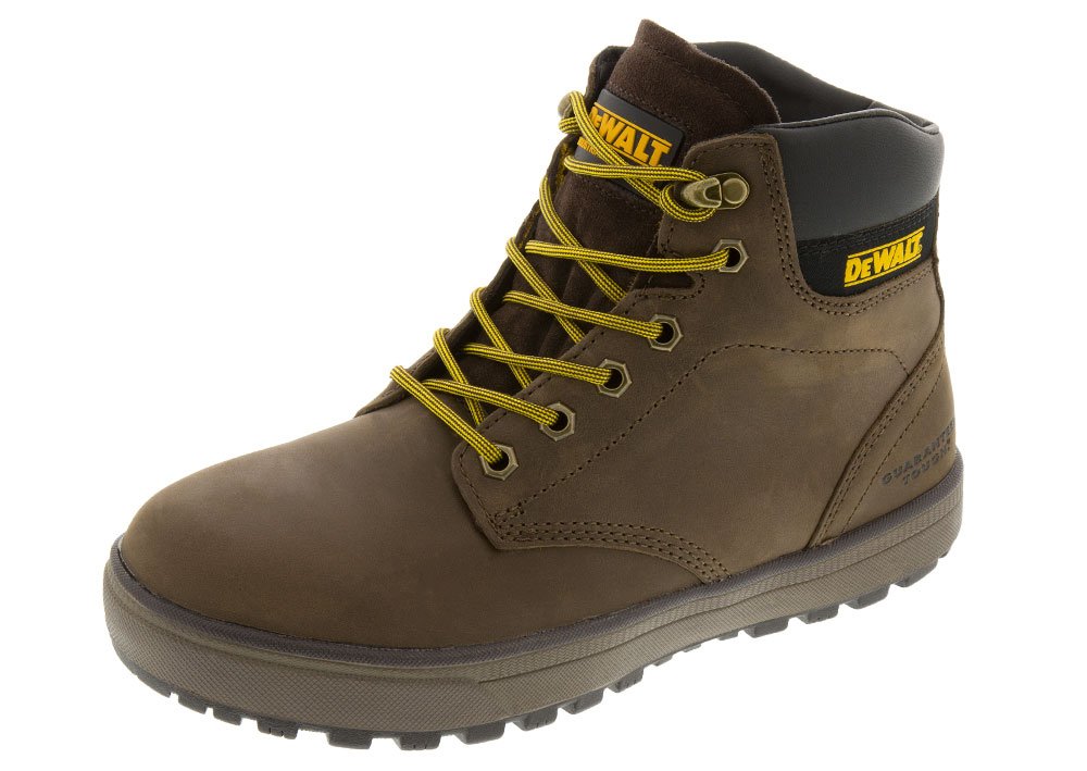DEWALT Men's Steel Toe Safety Work Boots - Leather Construction, Palm Brown, Size 10 Wide - Durable Footwear for Construction, Warehouse & Industrial Work