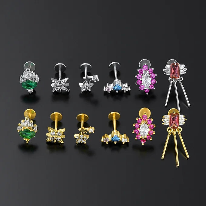 20G Color CZ Flat Back Stud Push Pin Earrings for Women | Hypoallergenic Fashion Jewelry | Perfect for Parties, Weddings & Daily Wear | CD060