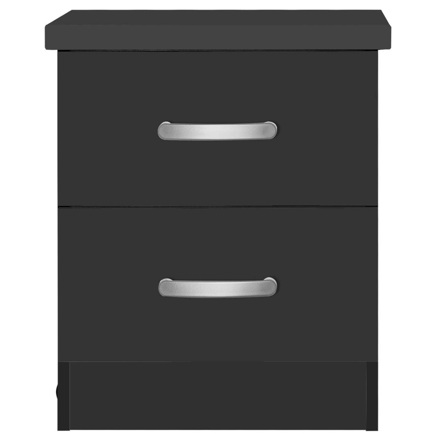 Better Home Products Night Stand with 2 Drawers - Black Wooden Bedside Table for Bedroom, Living Room & Office - Compact Storage Solution for Lamps, Books & Essentials