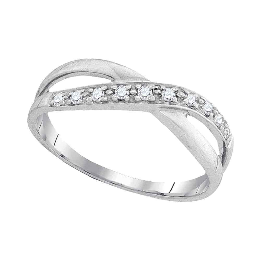 Dazzlingrock 10kt White Gold Women's Round Diamond Band Ring - 1/10 CTW Wedding, Anniversary & Engagement Ring for Her | Elegant Jewelry Gift for Wife, Girlfriend & Special Occasions