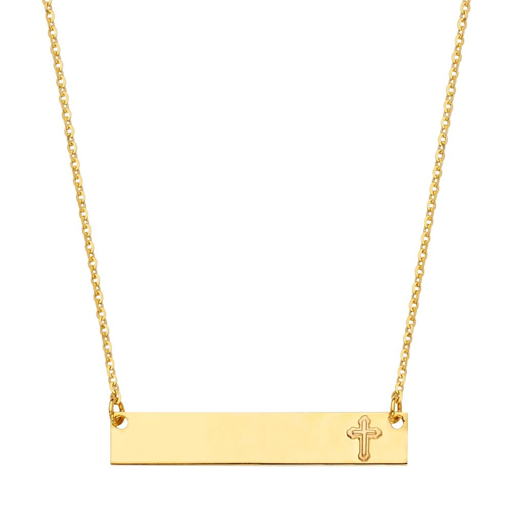 14K Gold Religious Faith Cross Pendant Necklace for Women - Elegant Spiritual Jewelry Gift for Baptism, Confirmation & Daily Wear