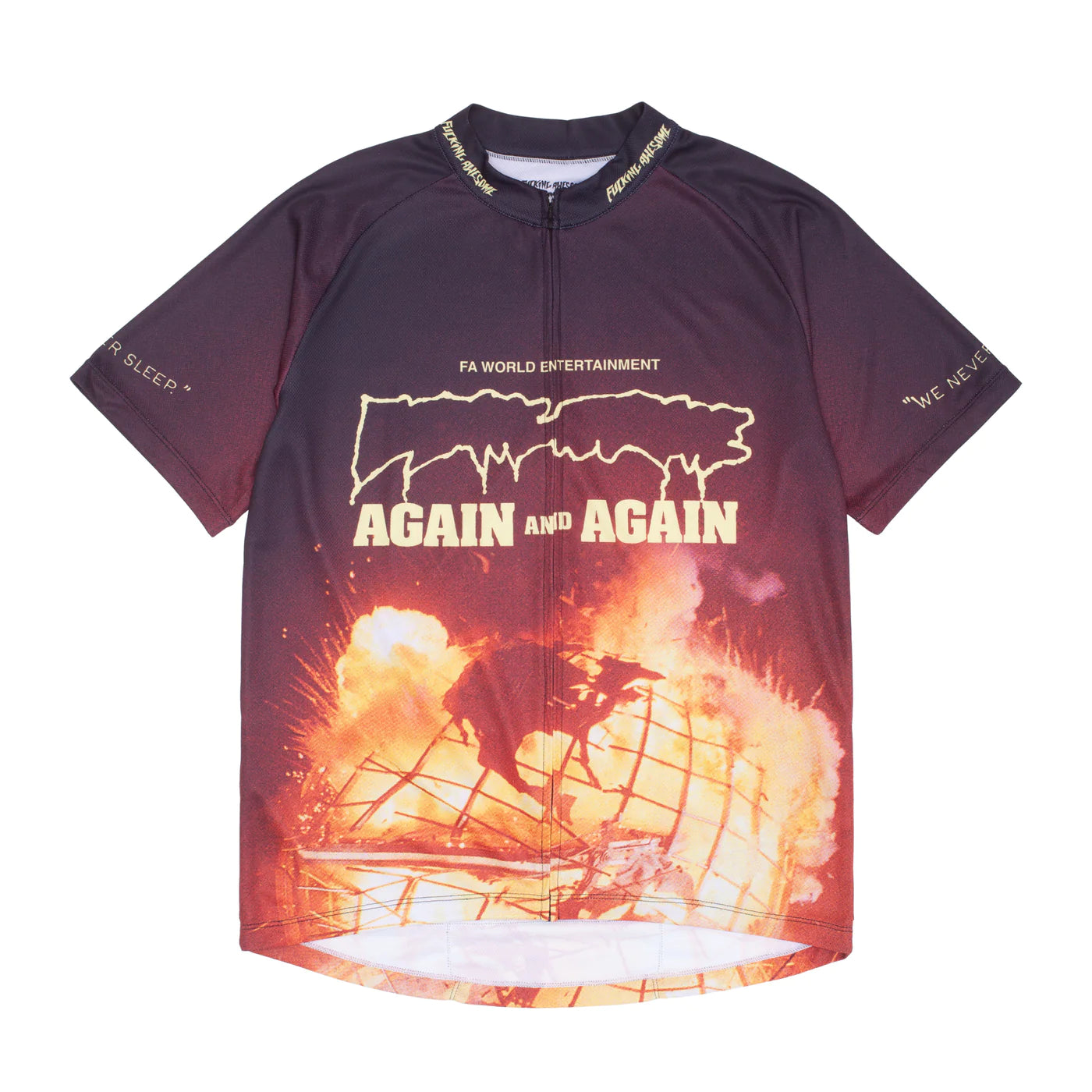 FA On Your Left Cycling Shirt - Black AOP Print Performance Jersey for Road & Mountain Biking | Comfortable & Breathable for Long Rides | Perfect for Cyclists, Commuters & Bike Enthusiasts