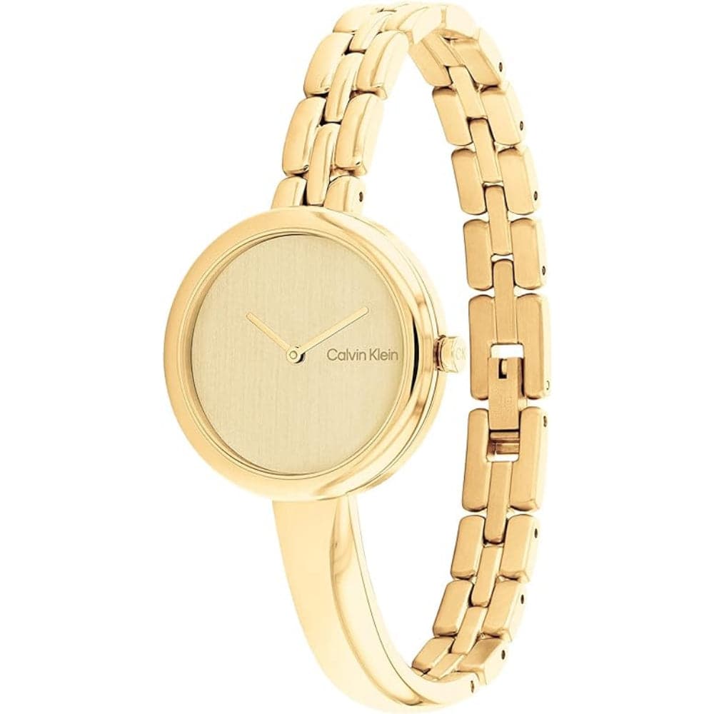 Calvin Klein Women's Elegance Gold Dial Stainless Steel Watch 25200279 - Luxury Fashion Timepiece for Office, Party & Everyday Wear