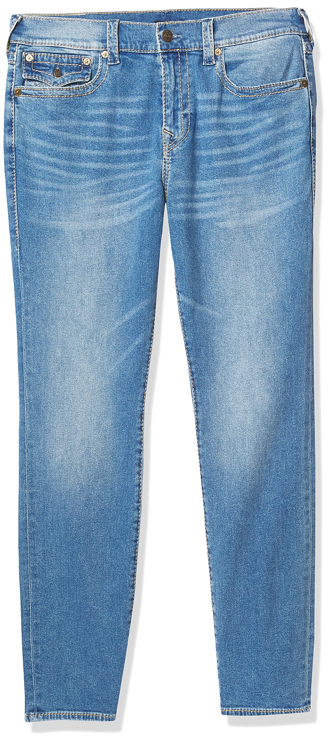 True Religion Men's Rocco Big T Skinny Fit Jeans with Back Flap Pockets - Premium Denim Pants for Casual Wear & Night Out