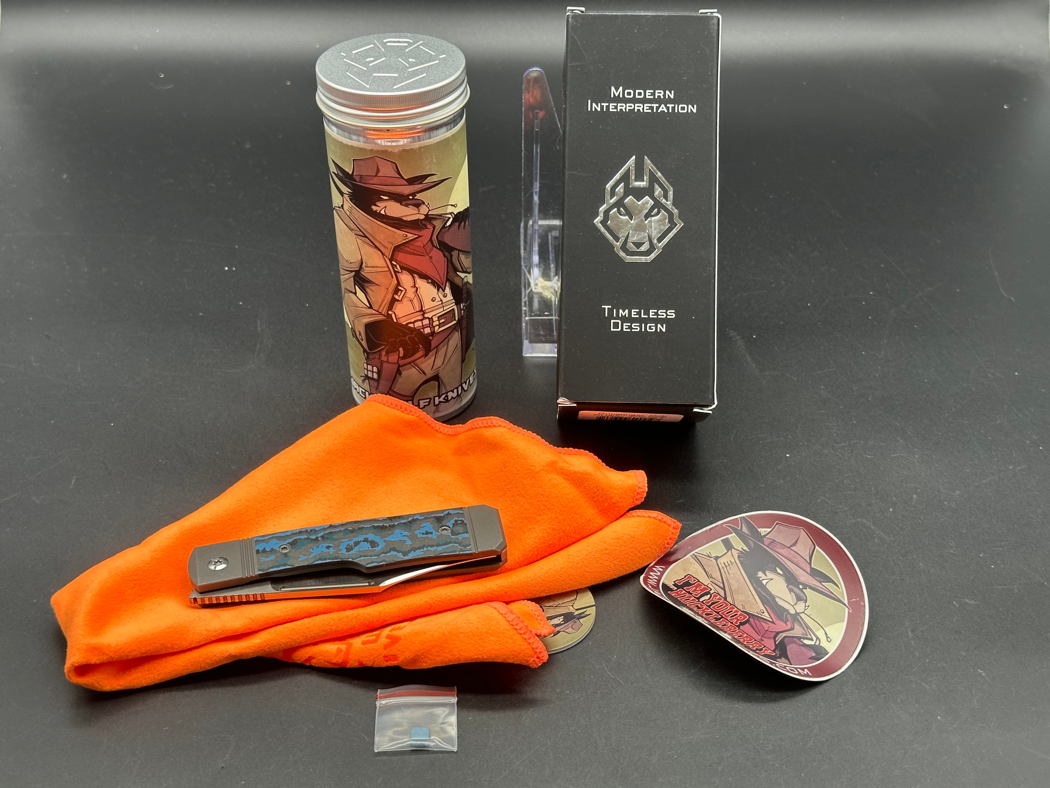 Jack Wolf Gunslinger Arctic Storm Fat Carbon Pocket Knife - EDC Folding Knife for Outdoor, Camping, Hiking & Everyday Carry