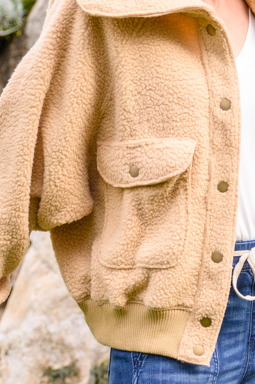 Oversized Collar Sherpa Jacket in Taupe - Cozy Winter Outerwear for Women | Perfect for Casual Outings & Cold Weather
