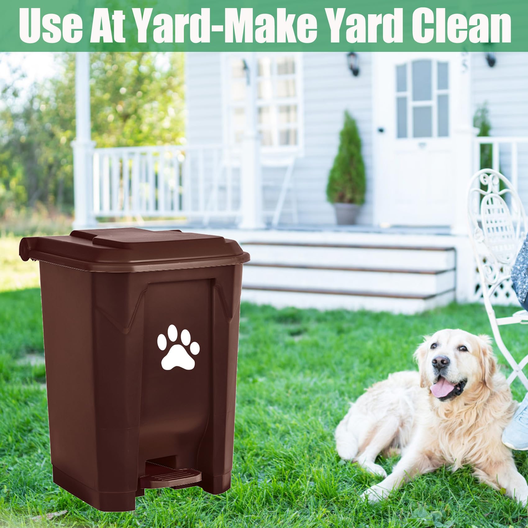 Outdoor Dog Waste Trash Can with Lid - Large Pet Poop Container with Inner Bin & Scooper - Durable Brown Fully Assembled for Yard, Garden, Kitchen - Perfect for Dog Owners & Pet Waste Management