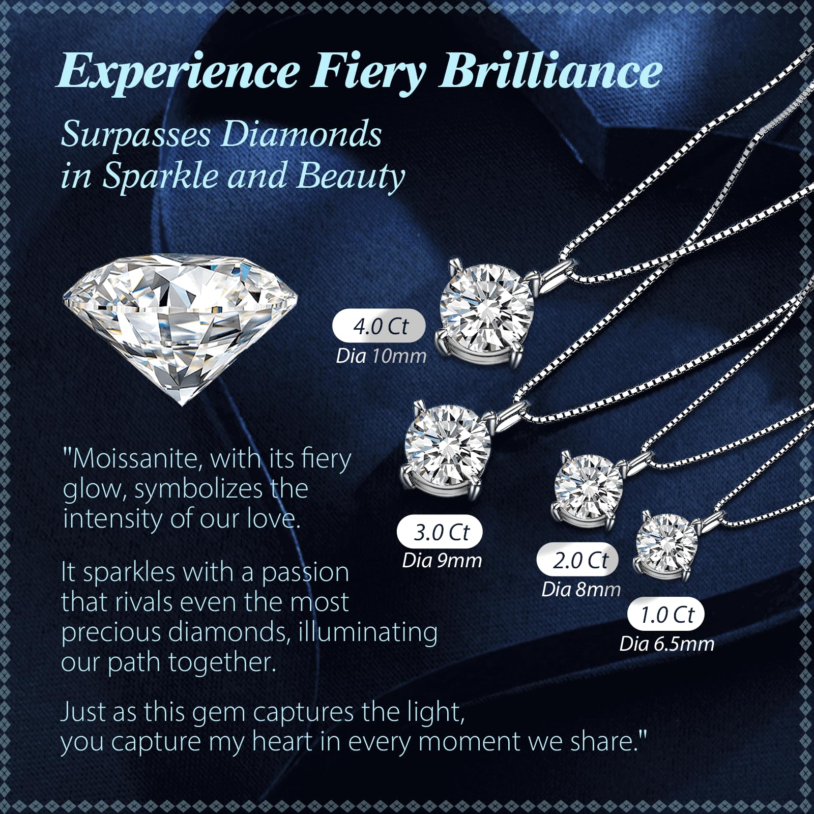 Moissanite Necklace for Women - Sterling Silver Jewelry with Lab-Grown Gemstone Pendant - Elegant Gift for Wedding, Anniversary, Birthday, Christmas, Valentine's Day & Mother's Day - Perfect for Wife, Daughter, Girlfriend or Mom - Ideal for Date Nights, Special Occasions & Everyday Elegance