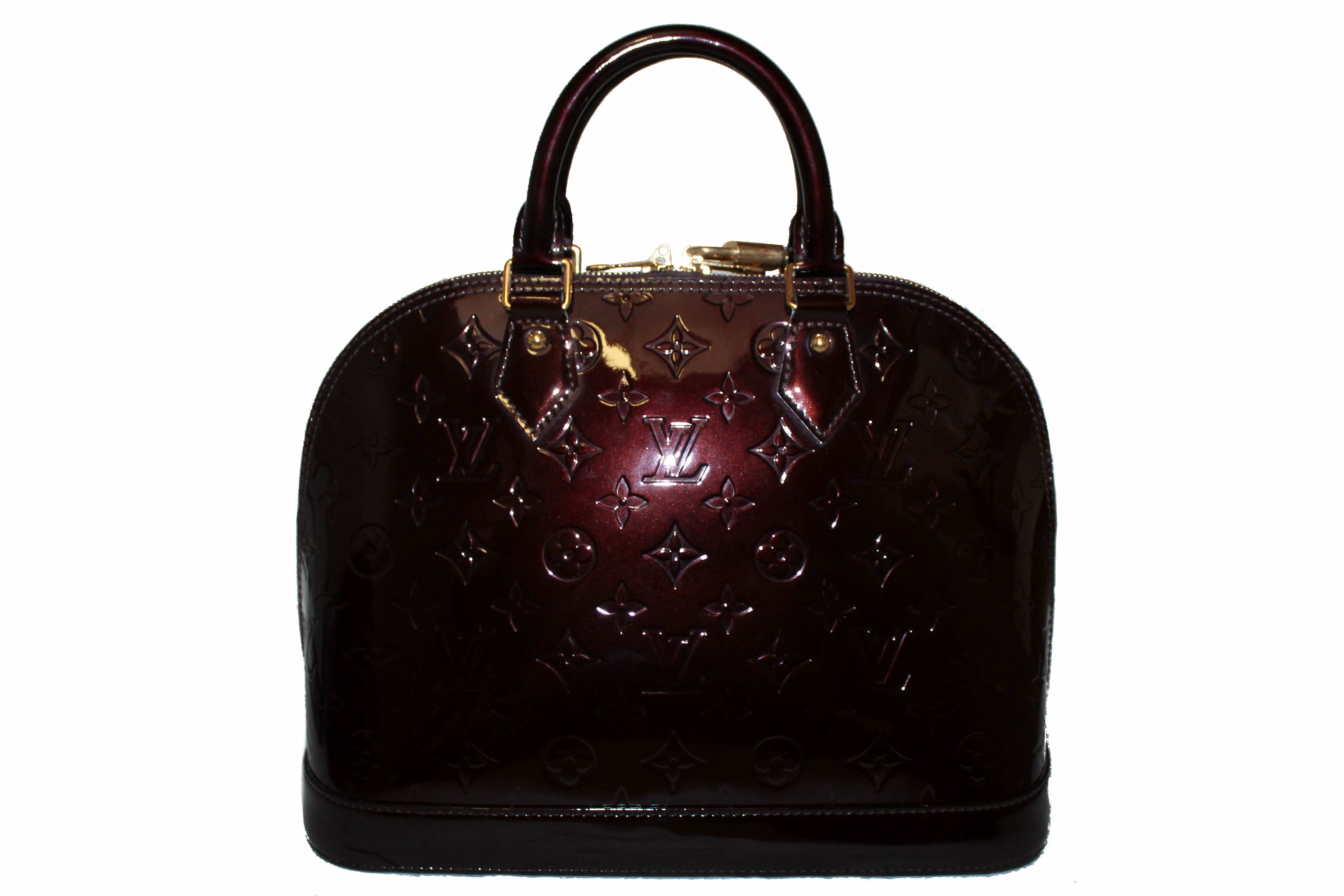 Authentic Louis Vuitton Amarante Monogram Vernis Leather Alma PM Handbag for Women | Luxury Designer Crossbody Purse | Perfect for Work, Travel & Evening Events