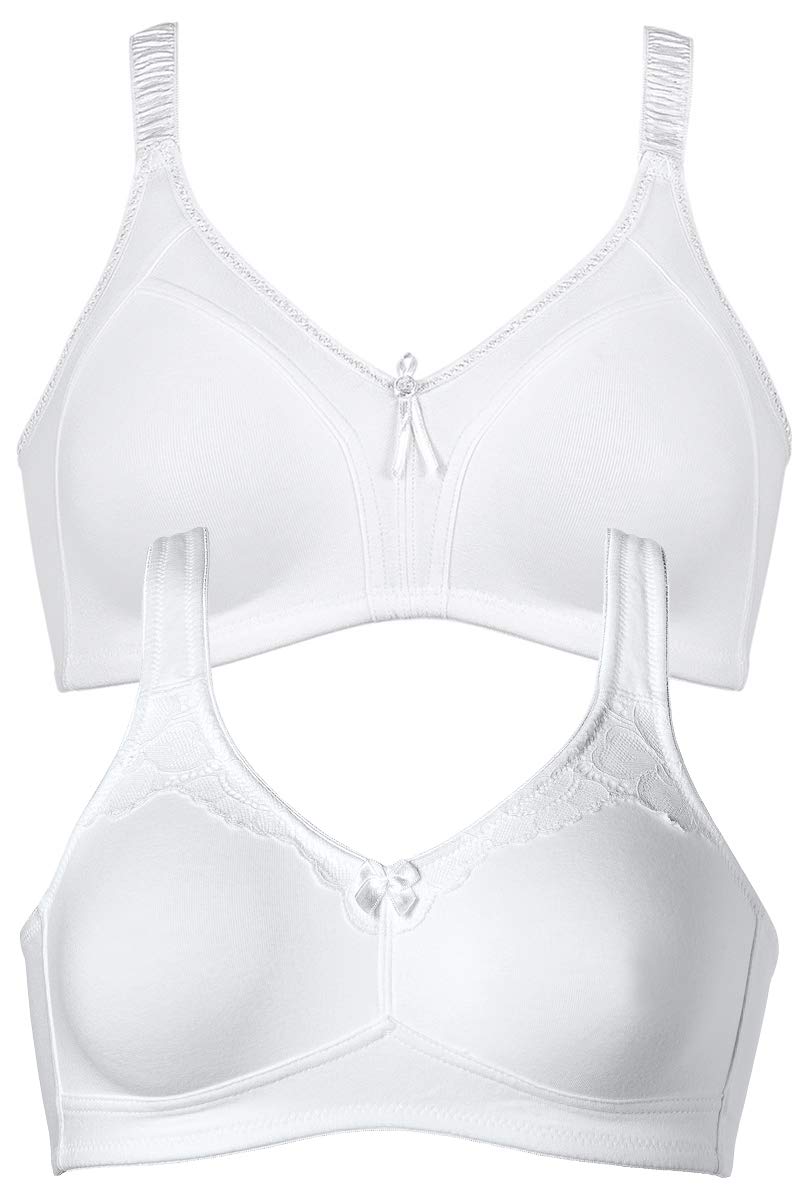 Naturana Women's Soft Bras Pack of 2 - Comfortable Wireless Bras 5101/5144 for Everyday Wear, Yoga & Lounge