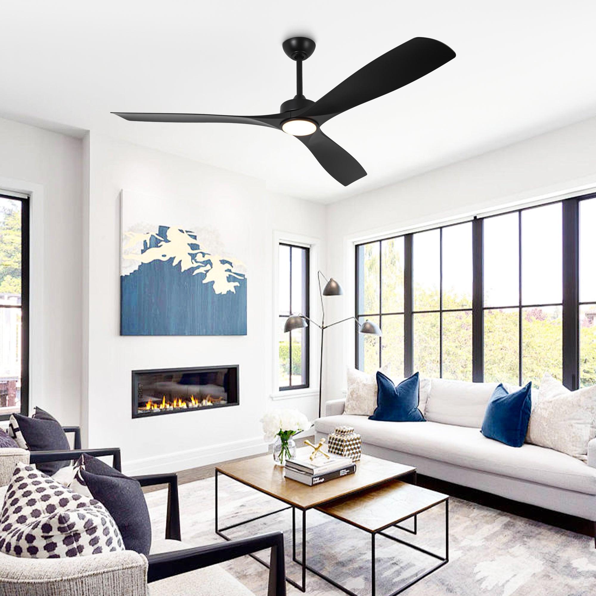 60 Inch Alexi DC Motor Modern Ceiling Fan with LED Light and Remote Control - Perfect for Living Room, Bedroom, and Office Spaces