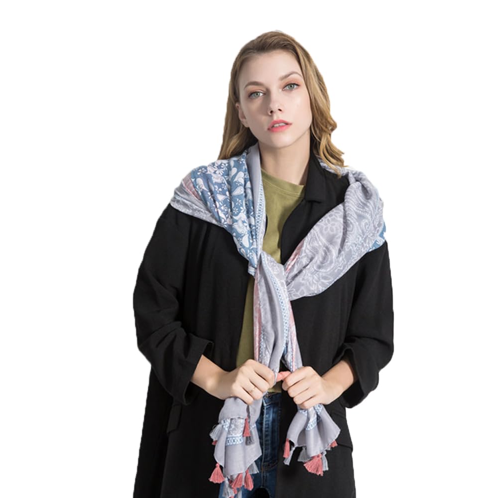 Boho Scarf for Women - Lightweight Floral Printed Shawl Wrap with Fringe for Fall & Winter | Perfect for Layering, Outdoor Activities, and Fashion Accessories