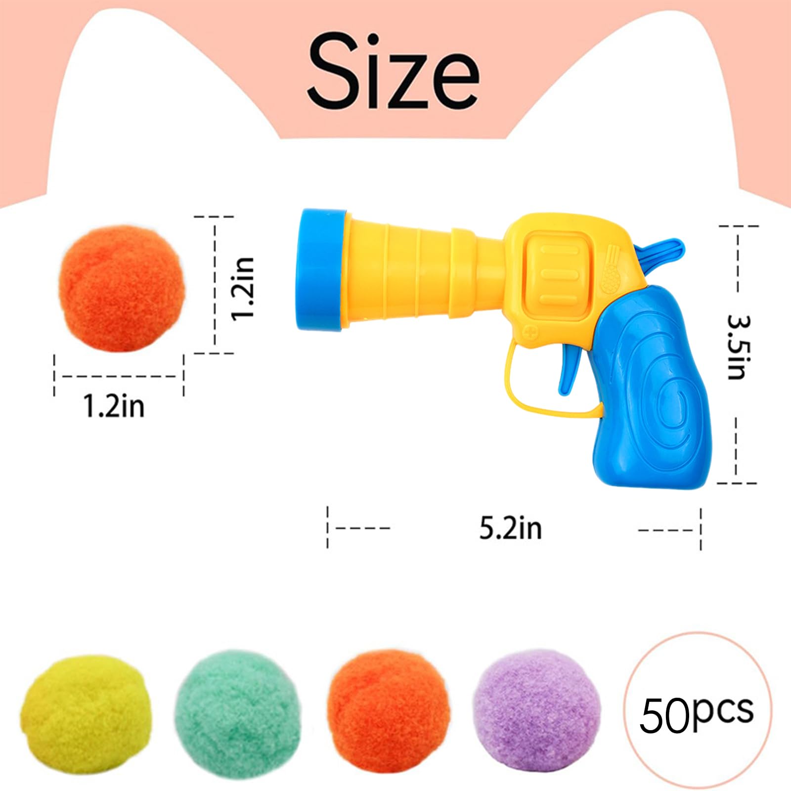 Interactive Cat Toys Ball with Launcher - 48Pcs Pom Pom Balls for Indoor/Outdoor Kitten Play, Fun Foam Ball Shooting Game - Perfect for Exercise, Boredom Relief & Bonding with Your Feline Friend